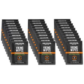 Viking Revolution Flushable Wet Wipes for Adults Unscented - 30 Individually Wrapped Travel Wipes - Disposable Toilet Wipes with Vitamin E and Aloe