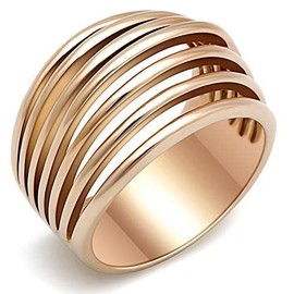 YourJewelleryBox Stainless Steel Rose Gold no Stone Open Dome Chunky Ring no Tarnish TK1414 J
