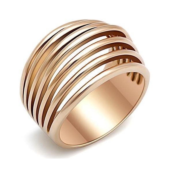 YourJewelleryBox Stainless Steel Rose Gold no Stone Open Dome Chunky