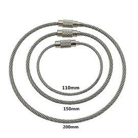 Jinsully 8pcs Stainless Steel Cable Key Ring Keychain with Screw Lock for Outdoor Sports (110mm)