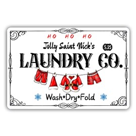 Christmas Laundry Co Metal Sign Home Farmhouse Wall Art Decoration 8x12 inch