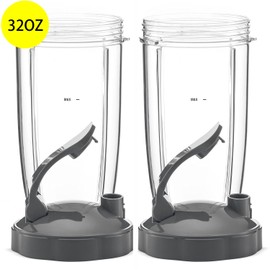 QueenTrade 2 Pack 32OZ Blender Cups & Flip-Top to-Go-Lid Replacement Parts Compatible with Nutribullet 600w & 900w Blender Mixer Replacement Accessories