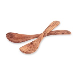 Olive Wood Salad Servers Wide Handle Antibacterial Extra Hygienic 35cm