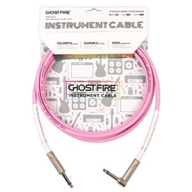 GHOSTFIRE 10FT 1/4 Inch Right Angle Instrument Cable High Performance Cable for Electric Guitar, Bass Guitar, and Pro Audio (Pink)