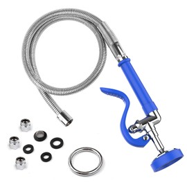 MSTJRY Spray Valve with 45" Pre Rinse Hose, Commercial Sink Sprayer Pre Rinse Sprayer with Flexible Stainless Steel Hose Assembly for Commercial Kitchen Faucets(Blue, with 3 adapters)