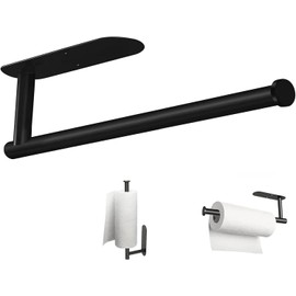 Porta Rollos de Cocina de Acero Inoxidable 304 Negro sin Perforar CISSSEE JA-ZJZJ