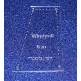 TCR Templates Windmill - Makes 8" Finished Square-- 1/8" Clear Acrylic - Quilting Templates-