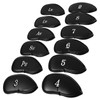12pcs PU Leather Black Golf Club Head Cover Iron Head