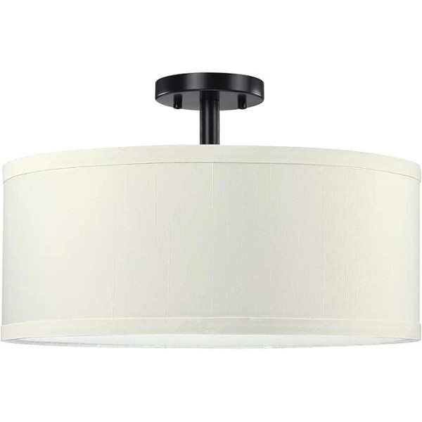 Lighting Favorites 3-Light 15" Fabric Drum Shade semi Flush Mount
