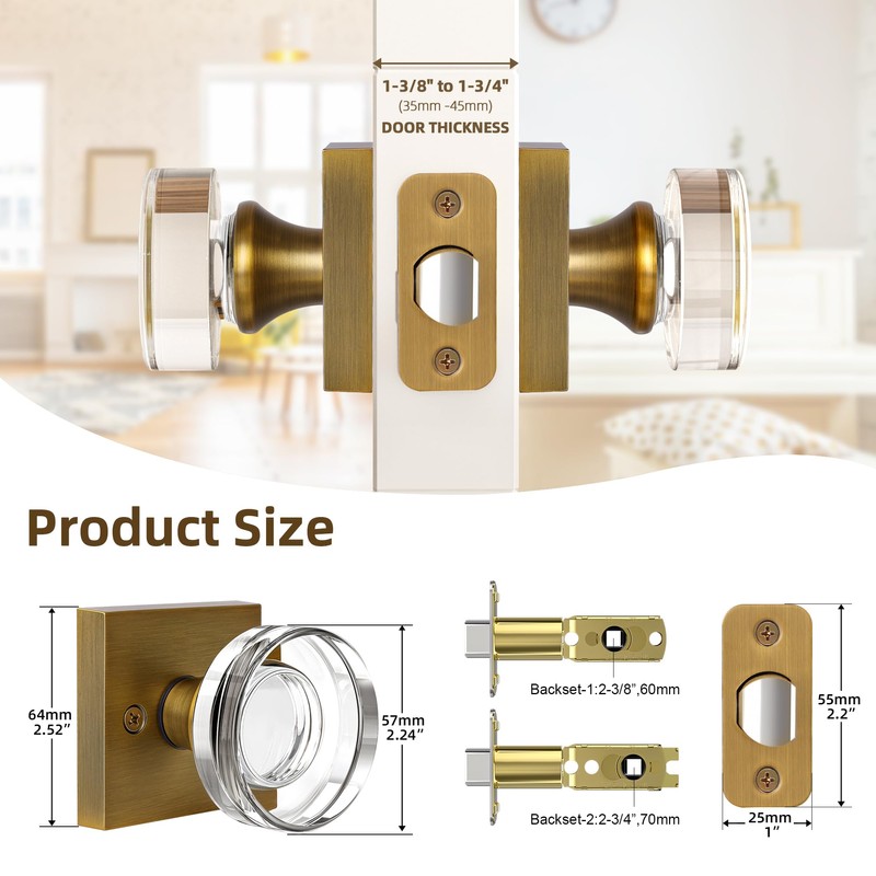 coolnews Crystal Door Knobs Interior, Passage Hall Closet Door Knobs,