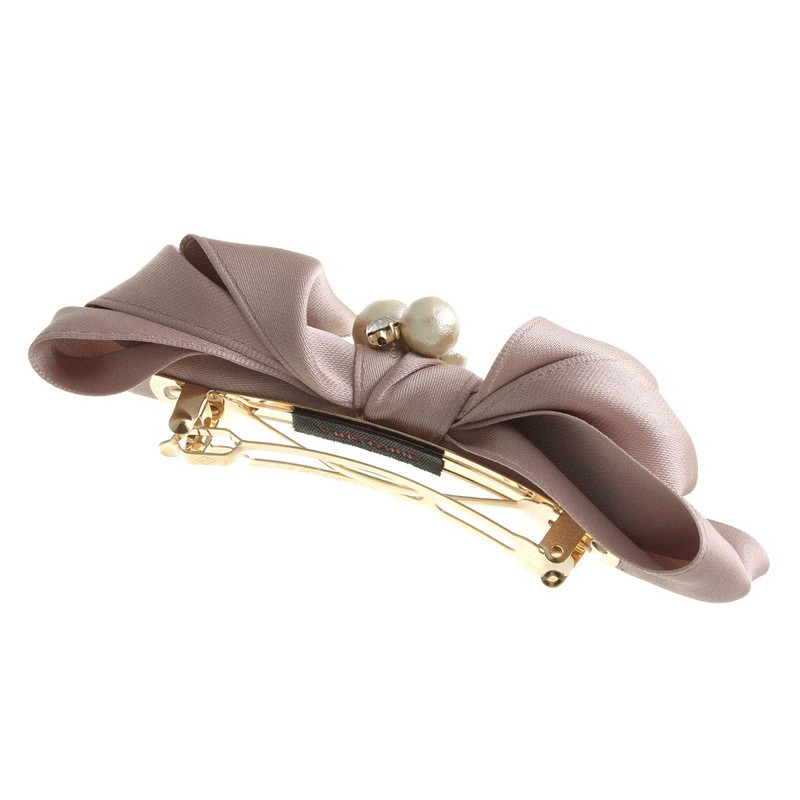 VINGTAINE Cotton Pearl Bijou Satin Ribbon Barrette Elegant Office 3D