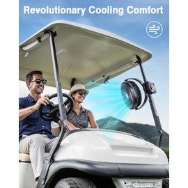 FRIZCOL 12000mAh 8 Inch Portable Clip On Fan Rechargeable, Battery Operated Desk Fan, Camping Fans with lights and Remote, USB Fans Sturdy Clamp for Golf Cart Desk Office Stroller Bedroom Tent