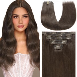 Loxxy Extensiones De Cabello Con Clip Sin Costuras 22Inch 110G 7Pcs Marrón Oscuro Claro Clip De Cabello Humano Real En Extensiones Invisibles Con Clip De Pu En Extensiones De Cabello Cabello Humano Pa