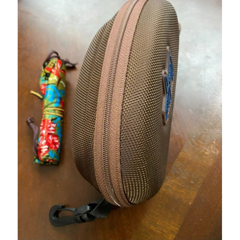 MAUI JIM LARGE Zippered Semi Hard Brown Sport SUNGLASSES CASE+POUCH