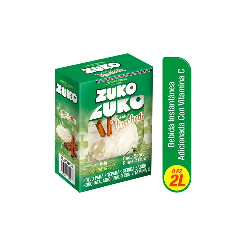 Zuko Horchata Bebida En Polvo 8 Sobres/13g, Rinde 2l C/u