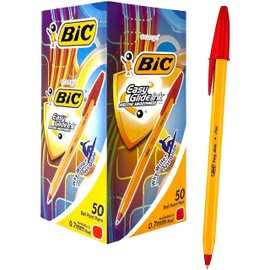 BIC Oil-Based Ballpoint Pen, Orange, 0.03 inches (0.7 mm), Red, Pack of 50, For Office Use, Commercial Ballpoint Pen