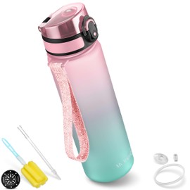 My Vesperbox Minny Children's Leak-Proof Water Bottle, with Straw or Strainer, 750 ml, Lightweight Tritan Water Bottle, BPA-Free, for Nursery, School, Pink-Turquoise, 750 ml