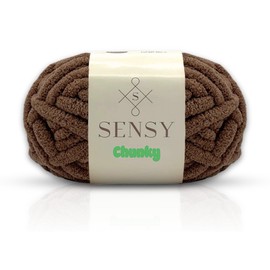 Sensy Chunky Yarn, Blanket Yarn, Chenille Yarn, Yarn for Crocheting, 7 oz, 28 Yards, Gauge 7 Jumbo (Brown)