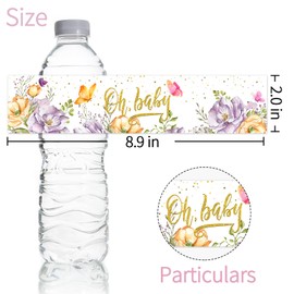 Maicaiffe Oh Baby Water Bottle Stickers, Butterfly Baby Shower Water Bottle Labels, It's a Girl Party Decorations, Gender Reveal Newborn Party Stickers Supplies 32 Stickers