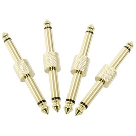 Moicstiy 4 Pack Guitar Pedal Coupler, 1/4 Inch Male Connector Couplers Straight Type for Guitar Effects PedalBoard (Gold)