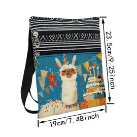 LiuenMgg Birthday Lama Messenger Bag Small Ethnic Pattern Printed Adjustable Strap Crossbody Zipper Bag Birthday Lama Phone Bag Wallet Cute Shoulder Handbag for Women -3