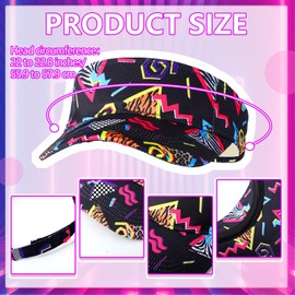 Mepase 2 Pcs 80s 90s Fanny Pack 80s Outfit Sun Visor Hat Waist Bag 80s Accessories for Men Women Summer Party Golf Tournament(Vivid)