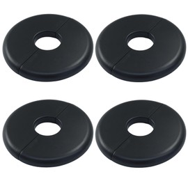 Zorveiio 2 Pcs Wall Split Flange, Self-Adhesive ABS Round Escutcheon Plate with Buckles Design for 0.86"/22mm Diameter Pipe Faucet Plumbing Cover, Decoration Accessories (Black)