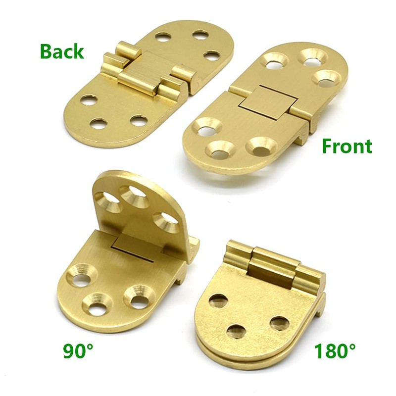 SHRJ 4 Pcs Brass Butler Tray Hinge Round Edge, 180