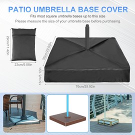 Patio Umbrella Base Cover, 30x30x5 Inch Oxford Cloth Square Waterproof Weight Outdoor Umbrella Stand Base Cover with Storage Bag for Yard Poolside Garden Beach Table Use