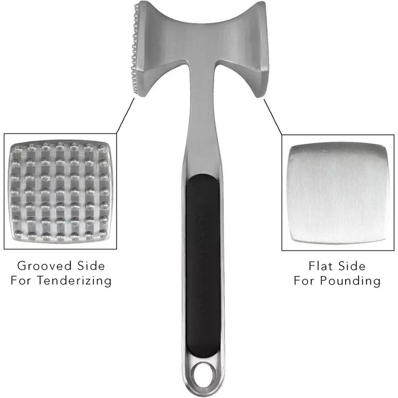 KitchenAid Gourmet Multi Sided Meat Tenderizer for Pounding Meats, Black