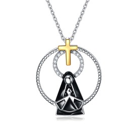 YFN Virgin Mary Necklace Sterling Silver Protection Pendant Christian Jewelry Gothic Gifts for Women Men
