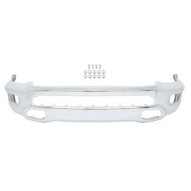 Silscvtt Steel Front Bumper Face Bar For RAM 1500 2019-24 Split Chrome W/ Fog Light Holes