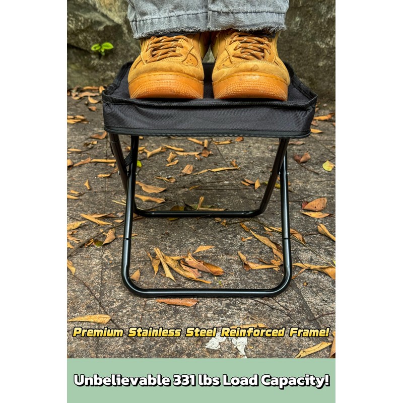NORDPEAK Compact Foldable Stool with Shoulder Strap, Heavy Duty 350lbs