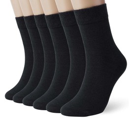GZGRYTRC 6 Pairs Black Socks Womens 4-7, Socks Womens 4-7 Soft Ladies Socks with Seamless Toe Thin Dress Socks Womens Socks for Business, Casual, Non-Binding, Breathable, Comfortable