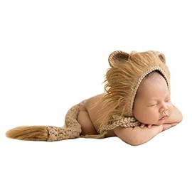 Newborn Baby Photo Shoot Outfits Crochet Costume Knitted Infant Clothes Lovely Boy Girls Lion Hat Tail Photography Props