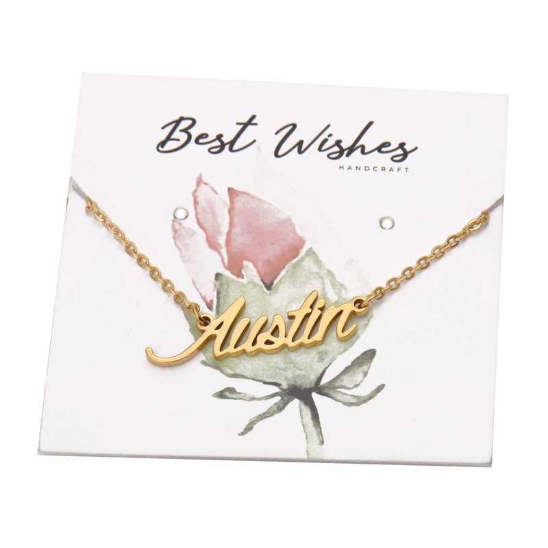 Aoloshow Hannah Name Necklace Dangled Initial Pendant Jewelry Stainless Steel