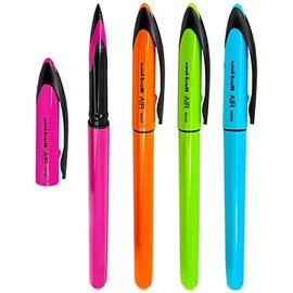 uni-ball AIR Micro - 0.5mm Fine Rollerball - Blue Ink - [Pack of 4] - Pink, Orange, Green and Light Blue Barrels