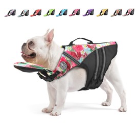 Mklhgty Dog Life Jacket, Reflective Dog Life Vest with Removable Neck Float High Buoyancy for Swimming and Boating, Ripstop Pet Safety Swimsuit Rescue Handle for Small Medium Large Dogs