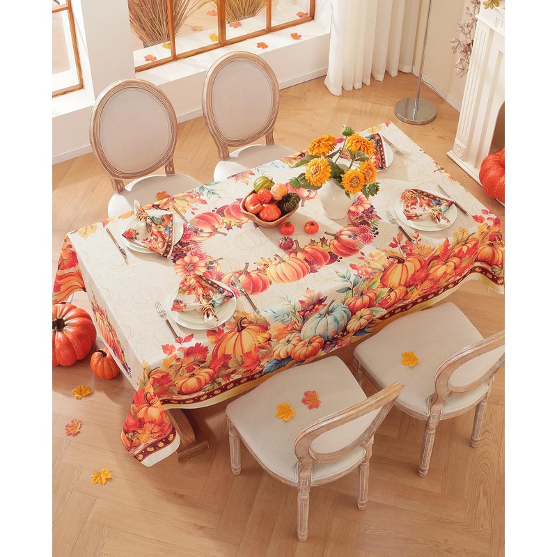 Honellaty Thanksgiving Tablecloth for Rectangle Tables, 60 x 84 Inch