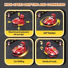 Yangers Remote Control Car Cartoon for Children from 3, RC Racing Car, Remote Controlled Car Scooter, RC Cars Set of 2, Bumper Cars Go Kart Car Child Toy Christmas Gifts Birthday for Boys Girls