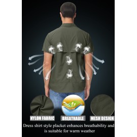 TACVASEN Men's Relax fit Nylon Quick Drying UV Protection with Zipper Sleeve Army Green, M
