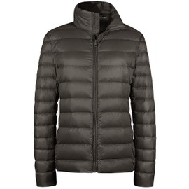wantdo Women's Down Jacket Packable Light Weight Puffy Jacket (Light Coffee, Medium)