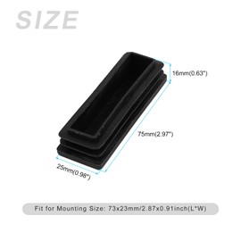 METALLIXITY Rectangle End Caps (75 x 25mm) 12Pcs, Plastic Rectangle Tube Inserts Threaded End Blanking Caps Protector - for Furniture Table Chair Legs, Black