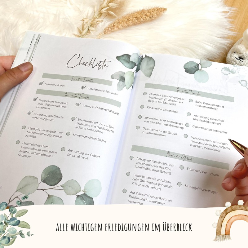 MeinBaby123® Pregnancy Diary High-Quality Gold-Plated Diary Pregnancy Gift Pregnancy Diary