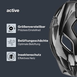 Uvex Unisex Adult Active Cycling Helmet, black, 56-60 cm