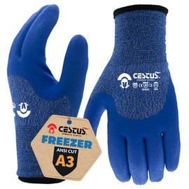 Cestus C-13, Winter Work Gloves, Level A3 Cut Resistant Gloves, Insulated Work Gloves, Freezer Gloves, PVC Coated, 1 Pair (Small)
