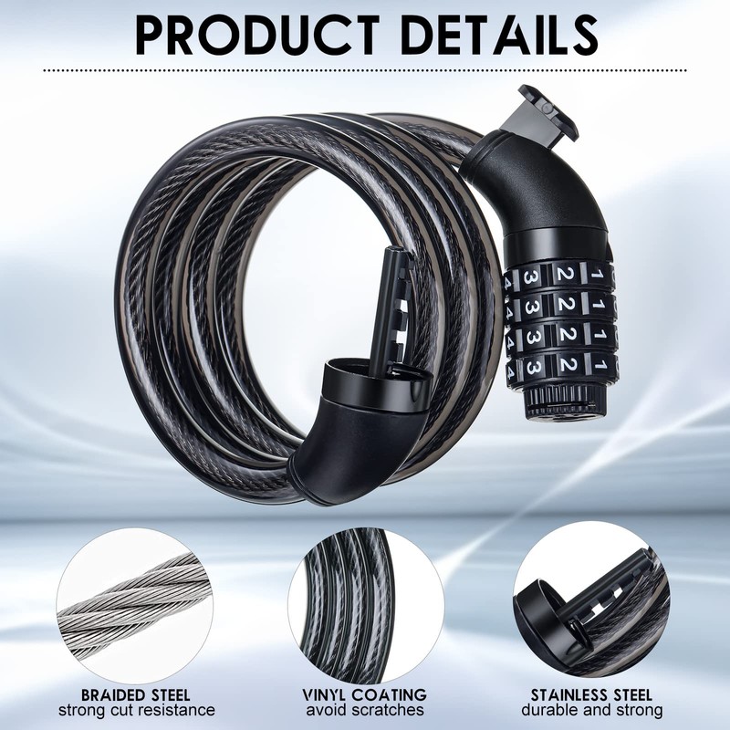 Hotop 8 Pcs Bike Locks Bulk High Security 4 Digit