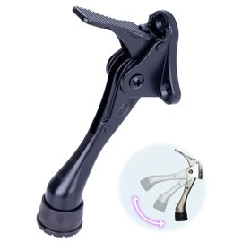 One Touch Kickdown Door Stopper, Door Holder, Heavy Duty Door Stops, Bottom of Door, Height-Adjustable Rubber Tips by HASHI (Black 4 inch x 1pack)