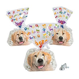 Fun Express Doggy Bag Cellophane Bags - Gift Wrap Cellophane Bags - 5" x 2-1/2" x 11-1/2" - Multicolor - Animal Theme - No Batteries Required - Indoor Use - For Kids