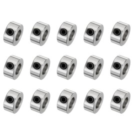 sourcing map 15pcs Set Screw Collars 5.05mm Bore Shaft Collars, 10mm OD, 5mm Width, Drill Stop Collar, Carbon Steel Drill Bits Depth Collars